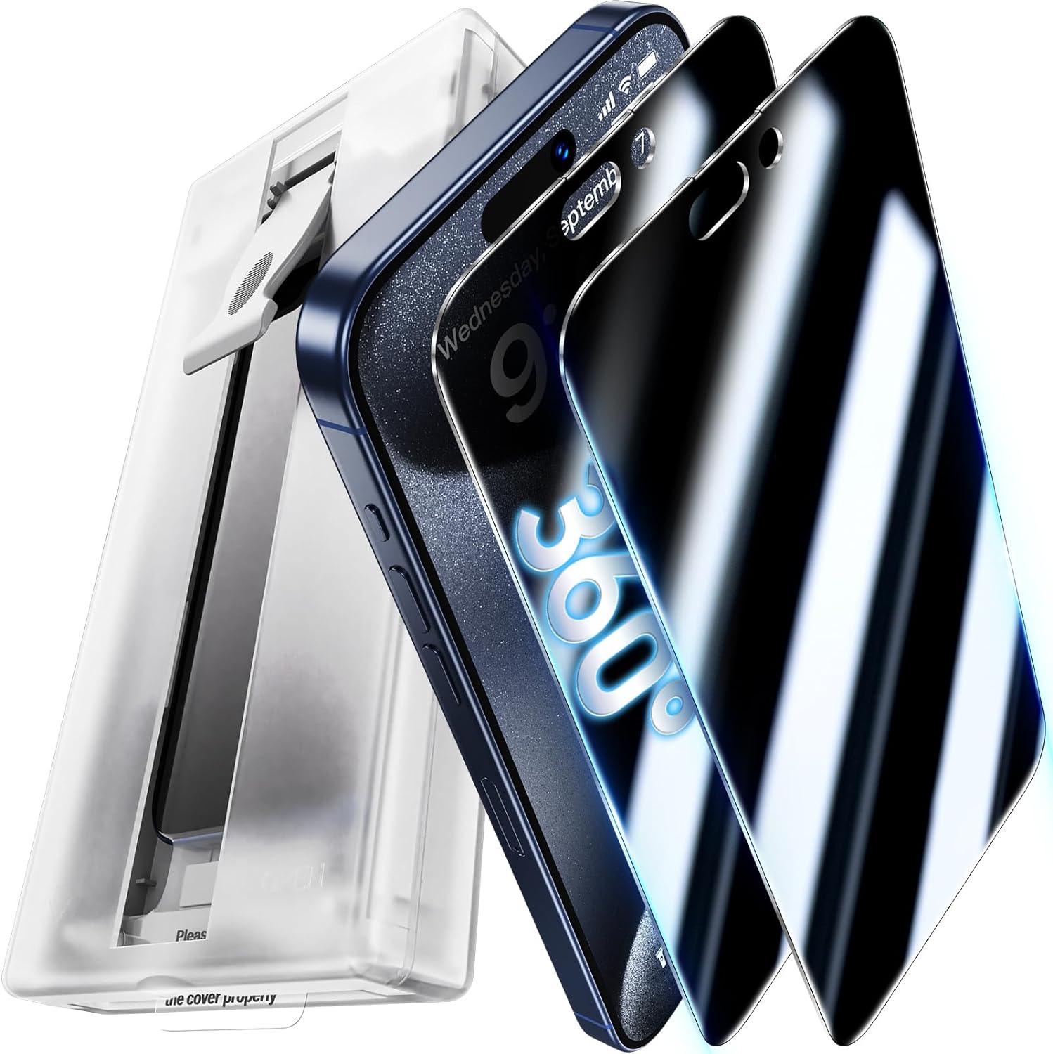 UniqueMe Privacy Screen Protector for iPhone 15 Pro, Special 2 Pack Anti-Spy Ful...