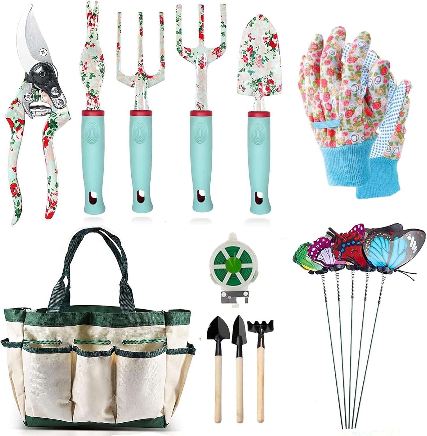 Garden Tools Set，16 Piece Floral Gardening Hand Tool Gift Kits Gardening Gifts...