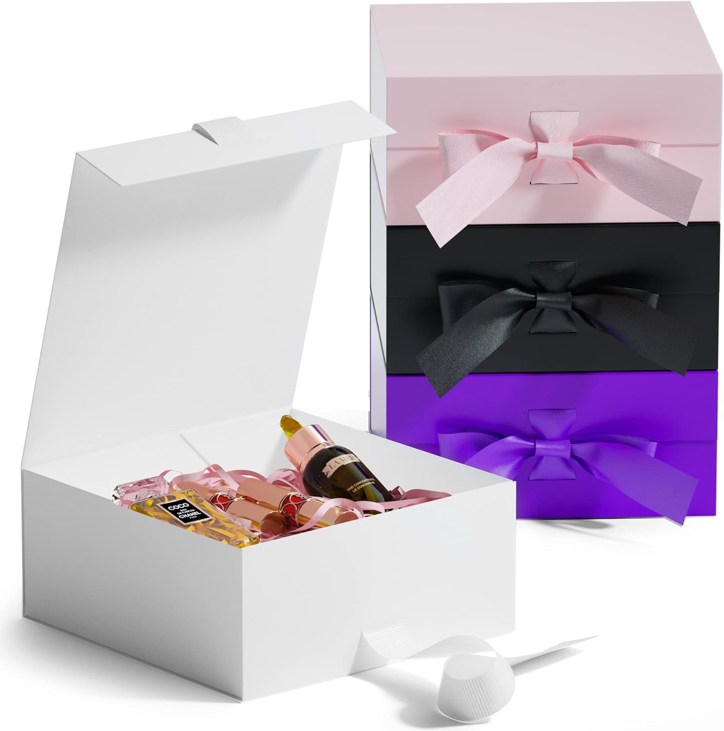 GIFTSAY Magnetic Gift Box for Presents 18 x18 x7.5 cm,Small Gift Boxes White wit...