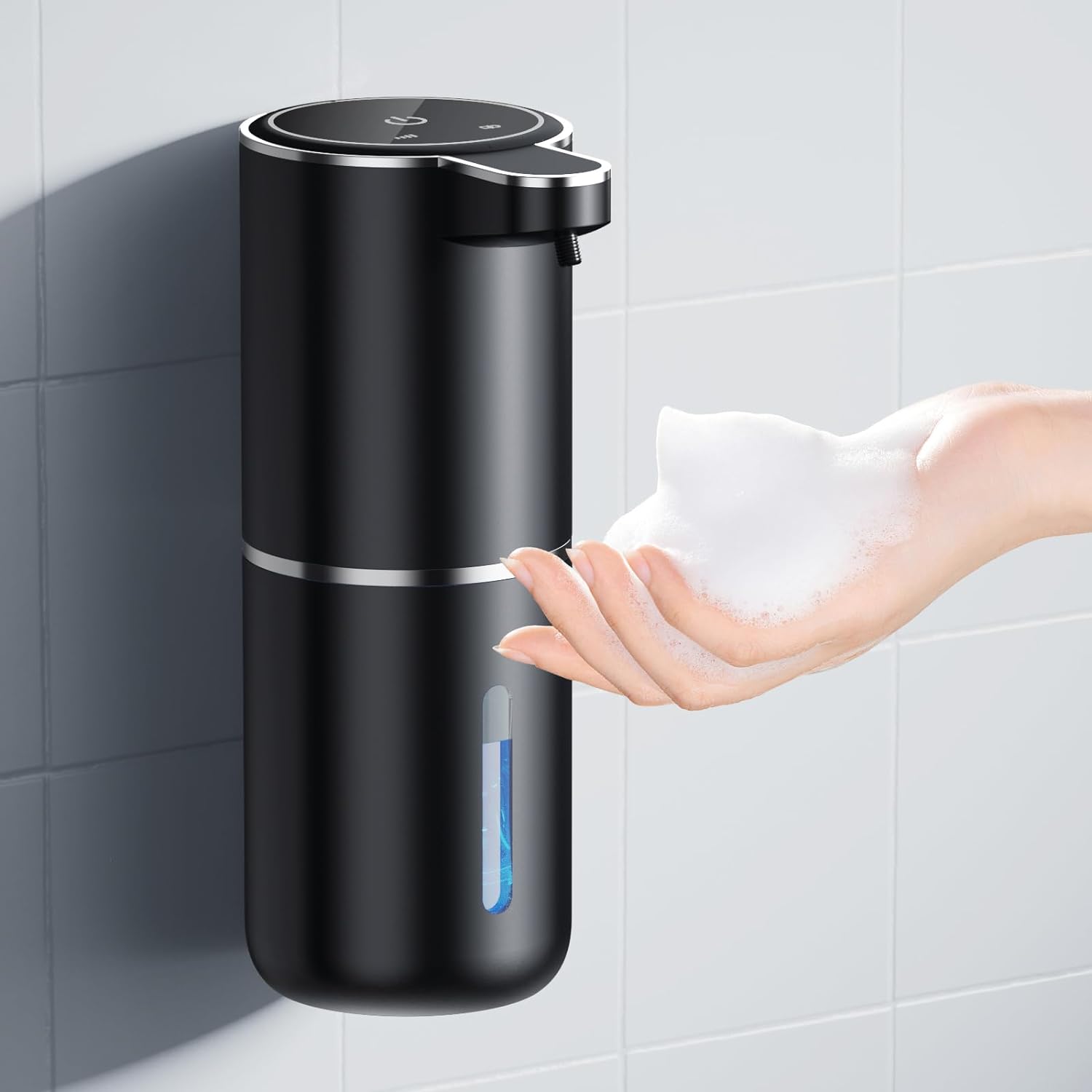 Automatic Soap Foaming Dispenser, 380ml Wall Mount Touchless 4 Gear Adjustable E...