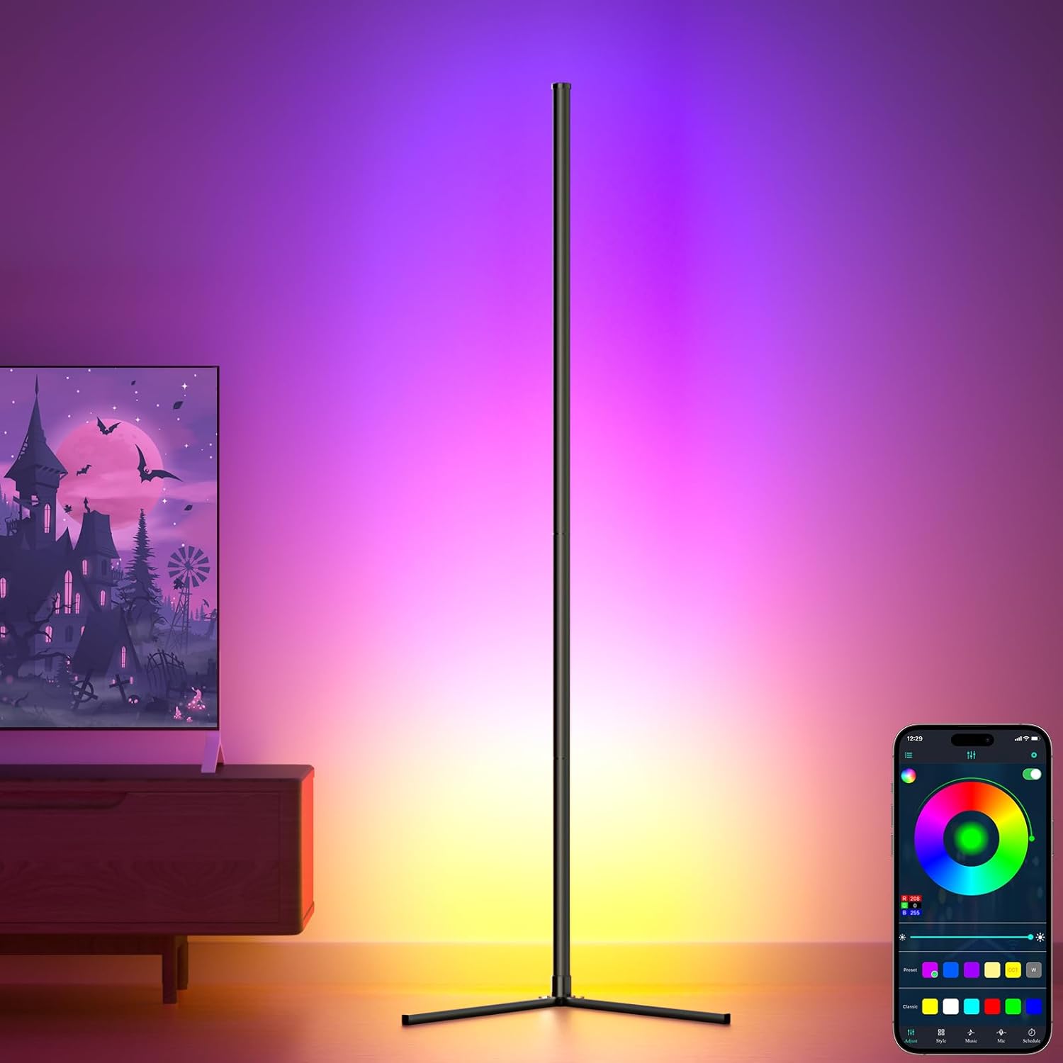 bedee Floor Lamp, LED Floor Lamp RGB 4.2ft Dimmabl...