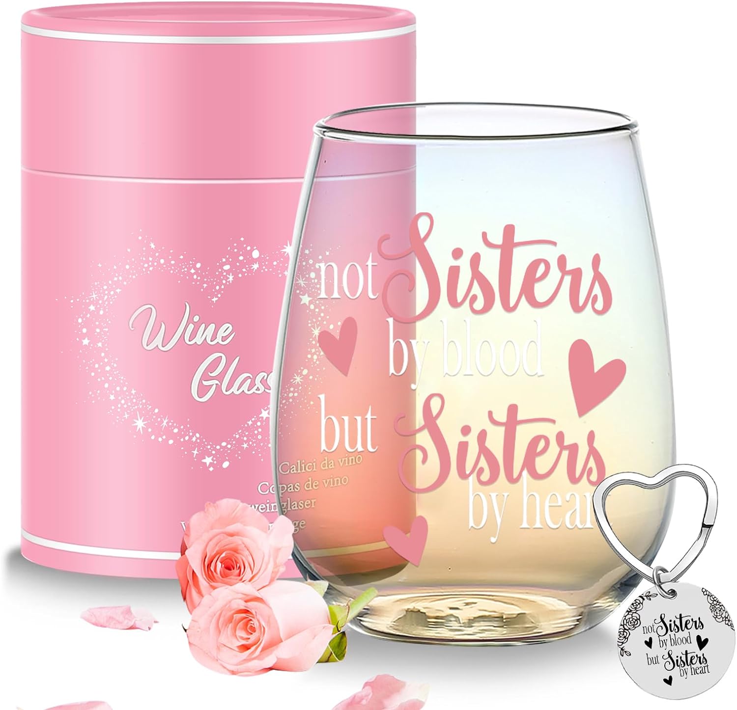 Yalucky Friendship Gifts for Women, Unique Personalised Iridescent Stemless Wine...