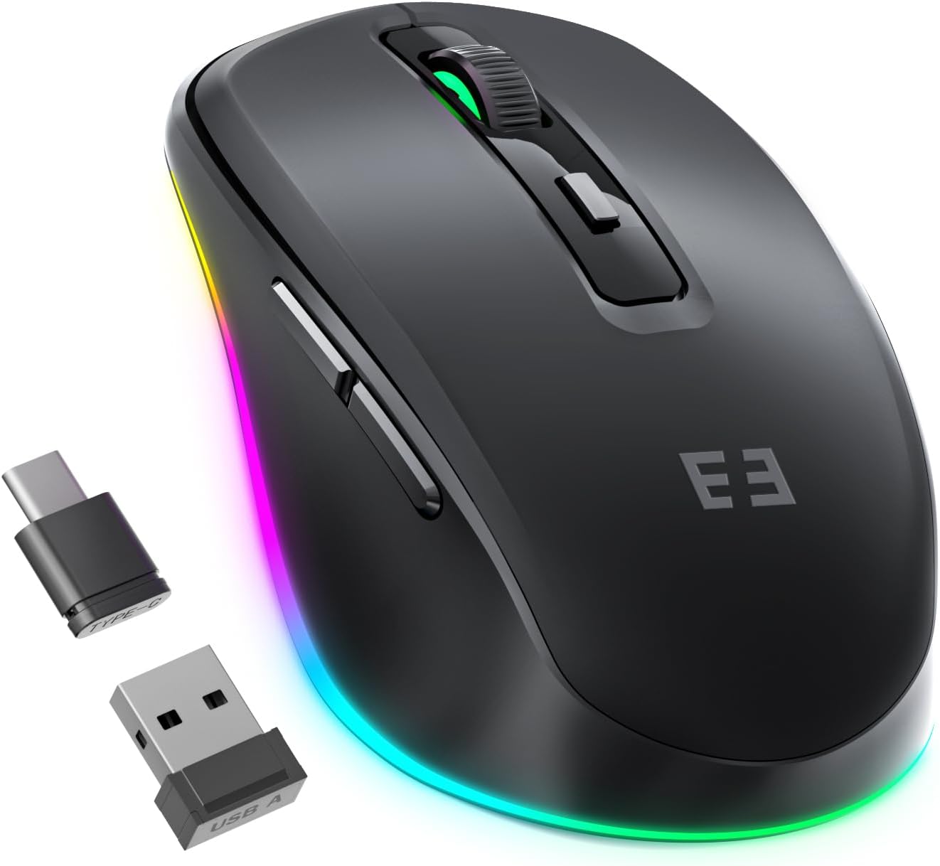 Seenda Wireless Mouse, Type C Mouse with Jiggler - Light Up USB C Mouse, USB&Typ...