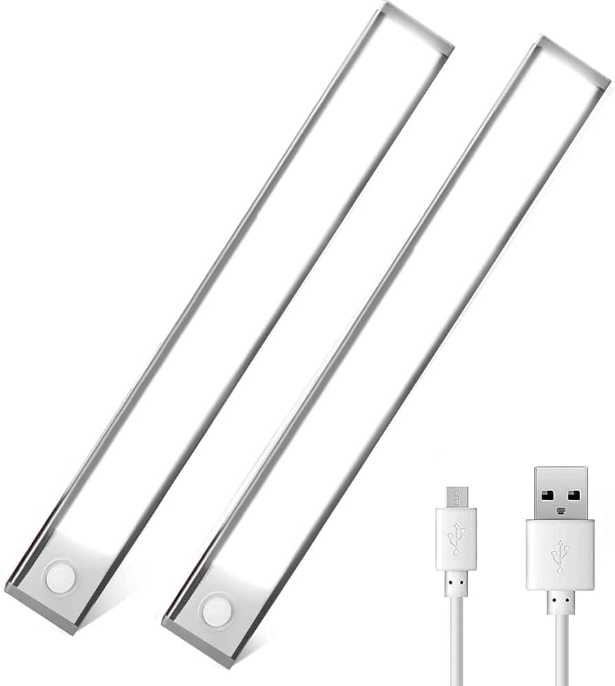 Rechargeable Under Cabinet Kitchen Lights - LUXJET 2-Pack Warm White Motion Sens...