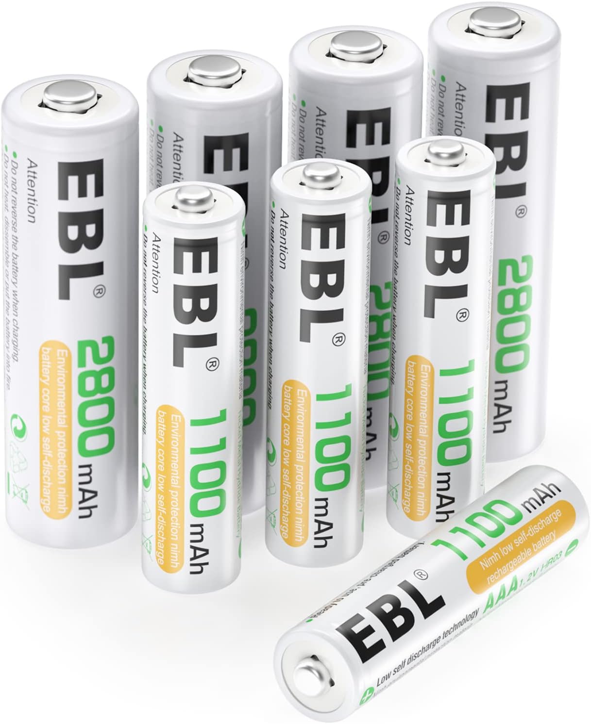 EBL AA AAA NiMH Rechargeable Batteries Set, Special Rechargeable Battery Bundle...