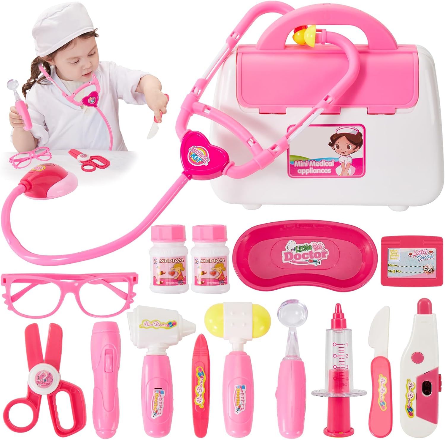 BUYGER Girls Toys Doctor Nurse Vet Set Toys for 3 Year Old Girls Gifts Medical C...