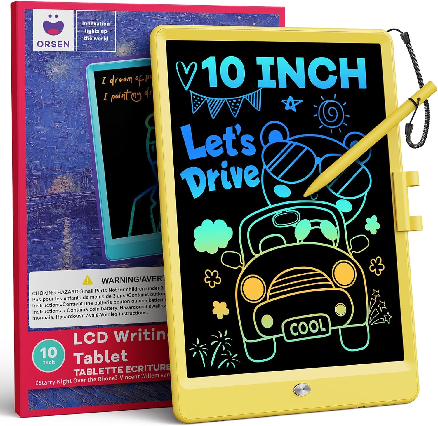ORSEN Kids Toys LCD Writing Tablet 10-Inch, Magnetic Drawing Board for 3 4 5 6 7...