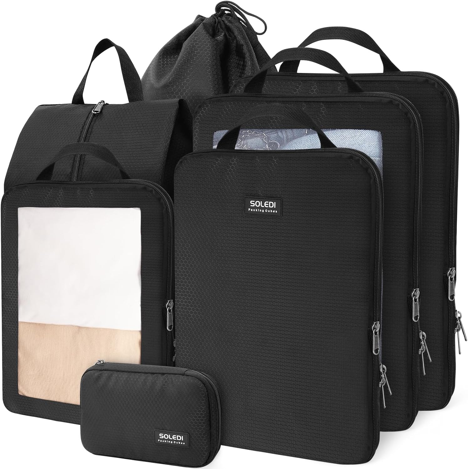 SOLEDI 7 Set Compression Packing Cubes, Packing Cubes for Suitcases, Extensible...