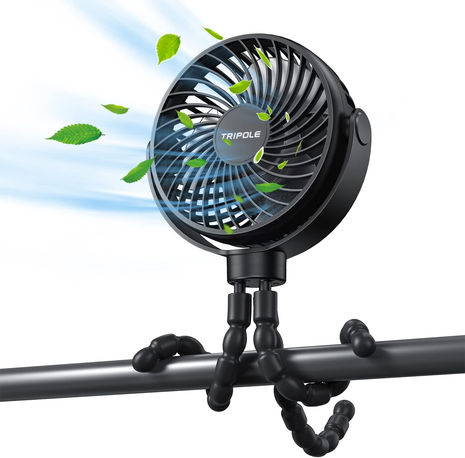 TriPole Portable Stroller Fan 5000mAh Battery Car...