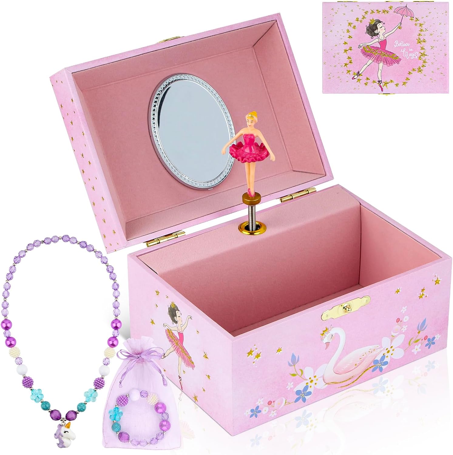 hombrima Music Jewellery Box with Necklace Bracelet, Musical Jewelry Storage Cas...