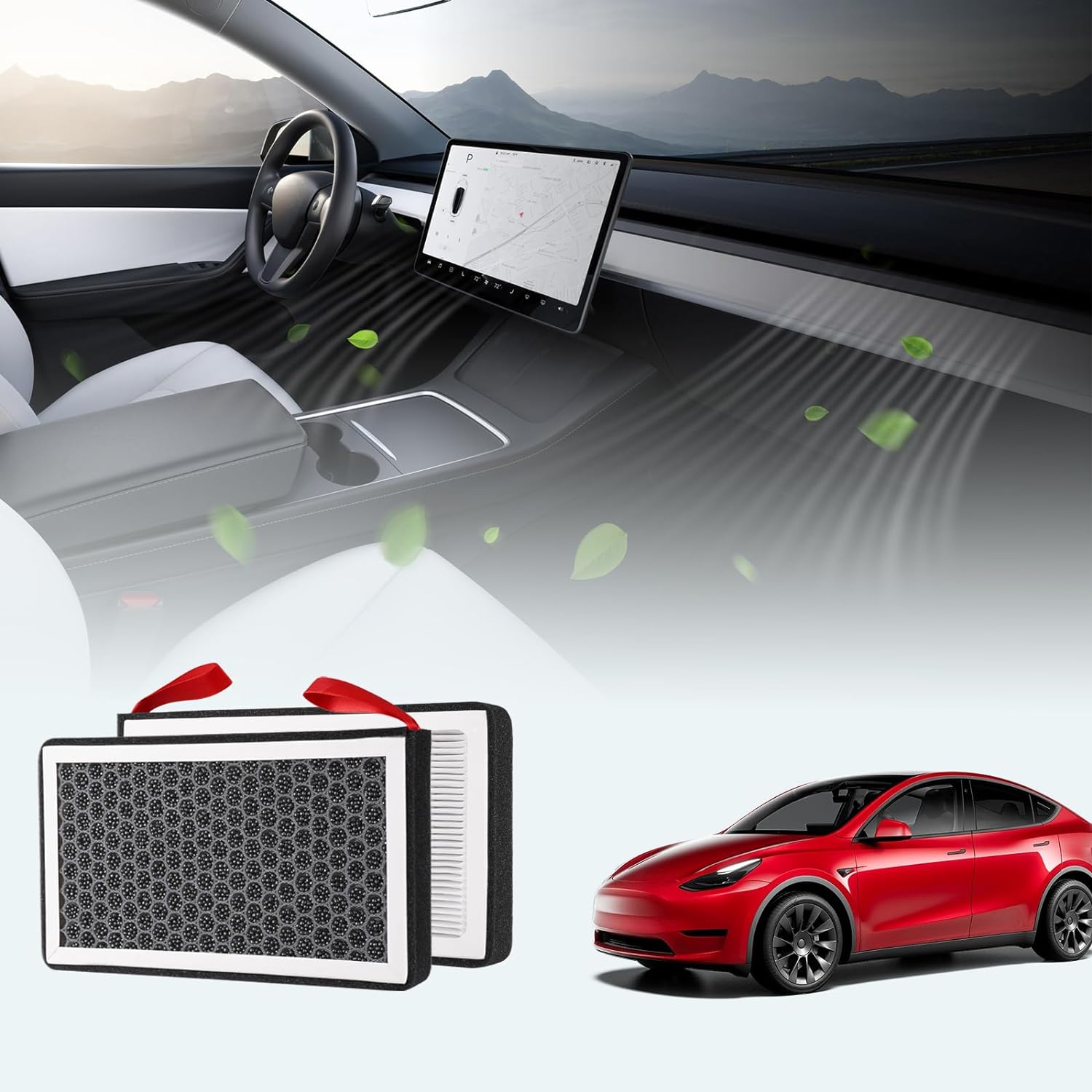 BASENOR 2024 Newest Tesla Model 3 Model Y Cabin Air Filter HEPA Replacement Filt...