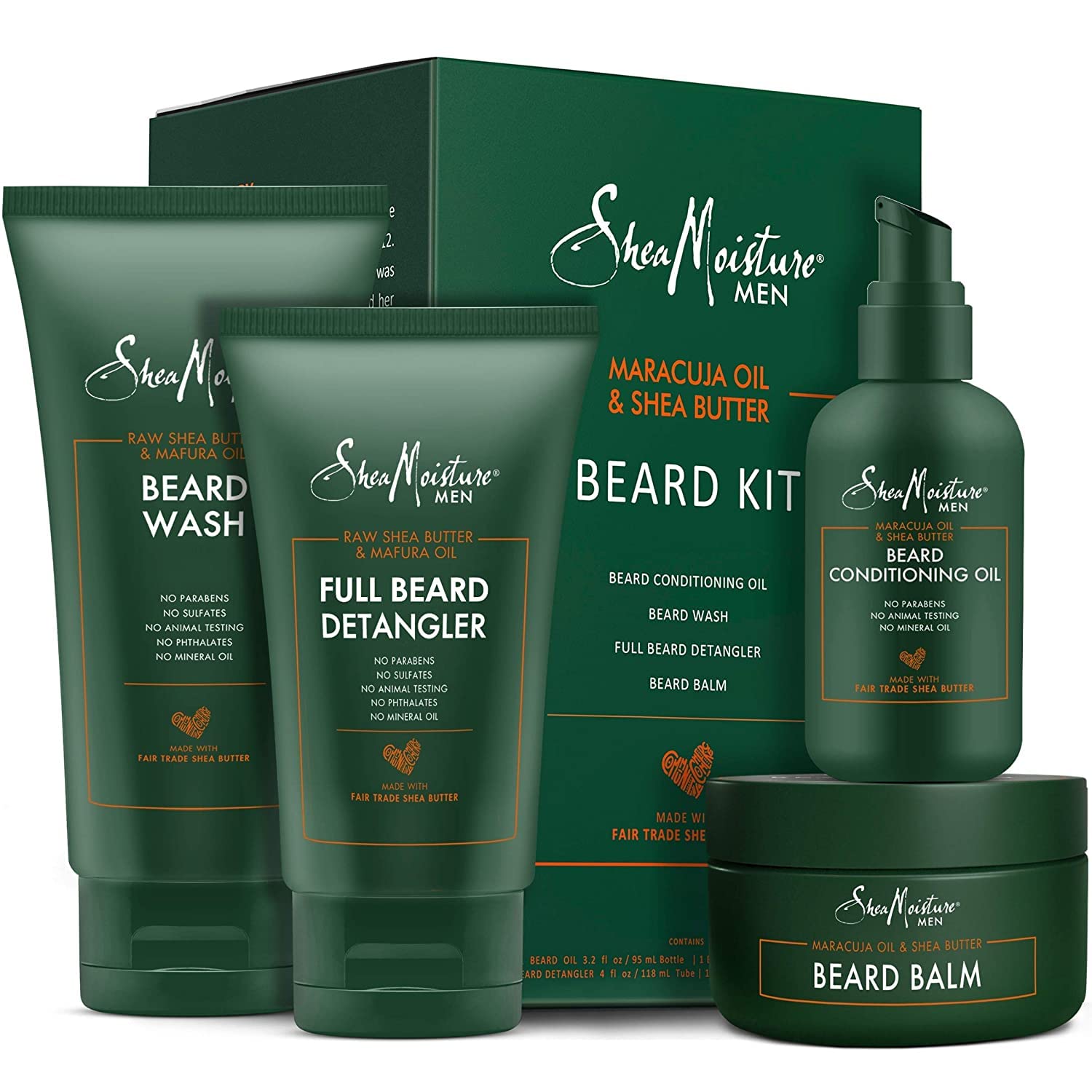 SheaMoisture Beard-Care Kit for Men, Includes Wash, Balm, Oil, Conditioner, Natu...