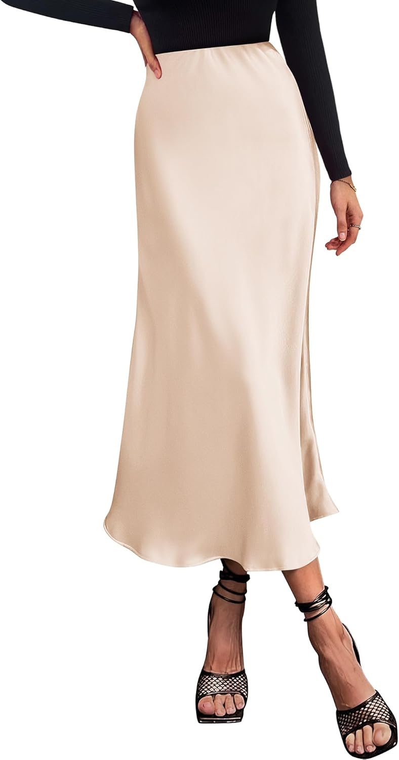BTFBM 2024 Women Long Satin Skirt, Special Summer Spring Skirt with Silk Eleganc...