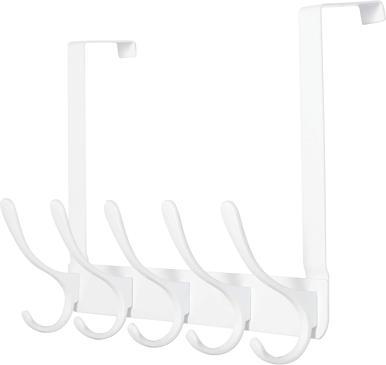 SKOLOO Over The Door Hook Rack, 5 Hanger Hooks for Clothes Towels Coat (White) W...