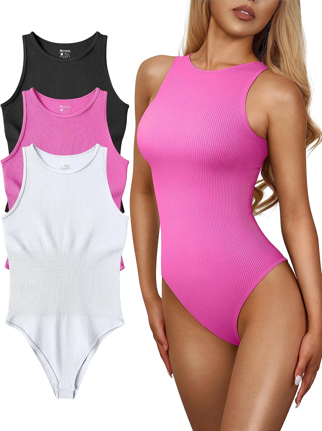 OQQ Women's Bodysuits, Special 3 Piece Bodysuits Sexy Ribbed, Innovative One Pie...