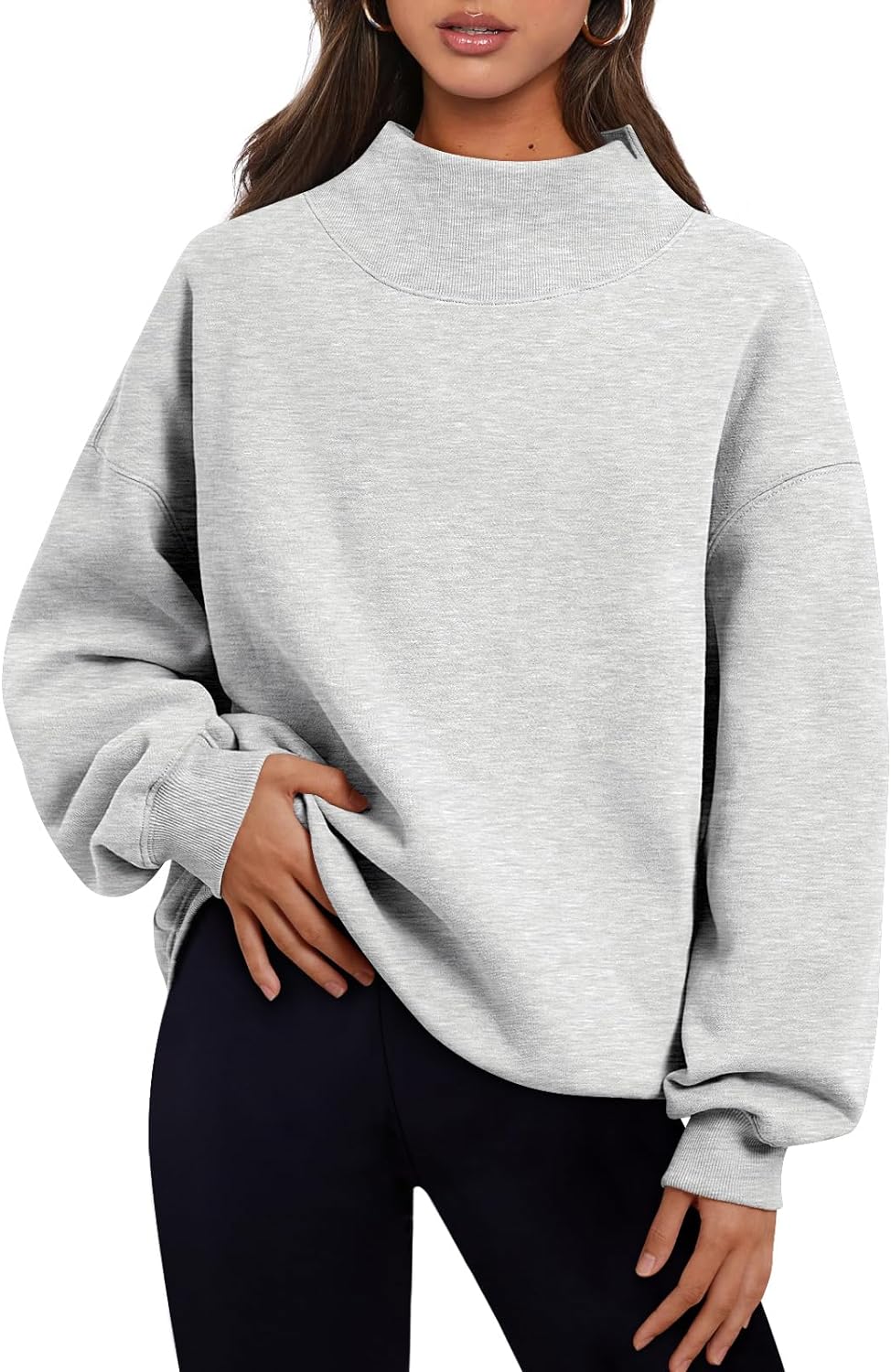 Trendy Queen Womens Oversized Sweatshirts, Special Turtleneck Pullover for Long...