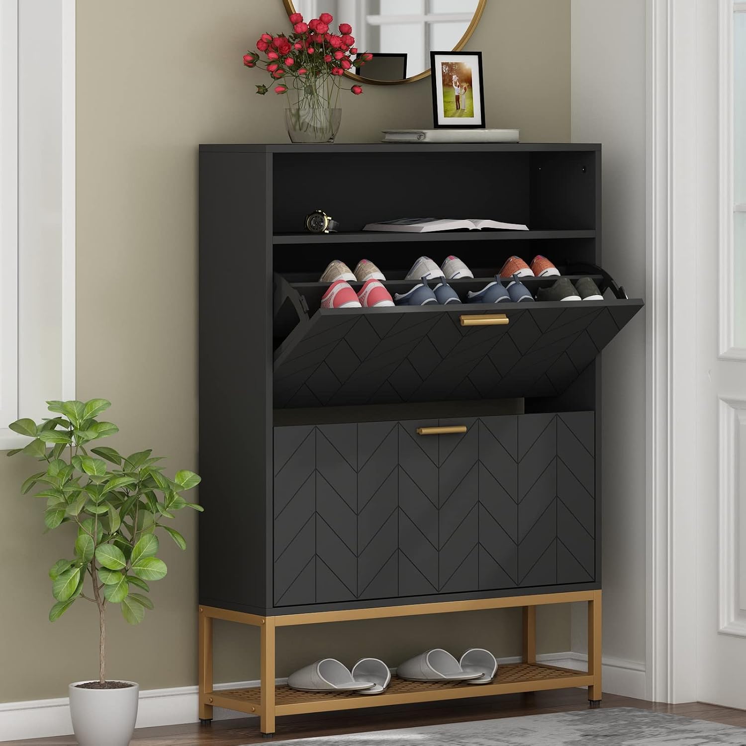 Loomie Shoe Cabinet, Special Shoe Rack Organizer with Free Standing Tipping Buck...