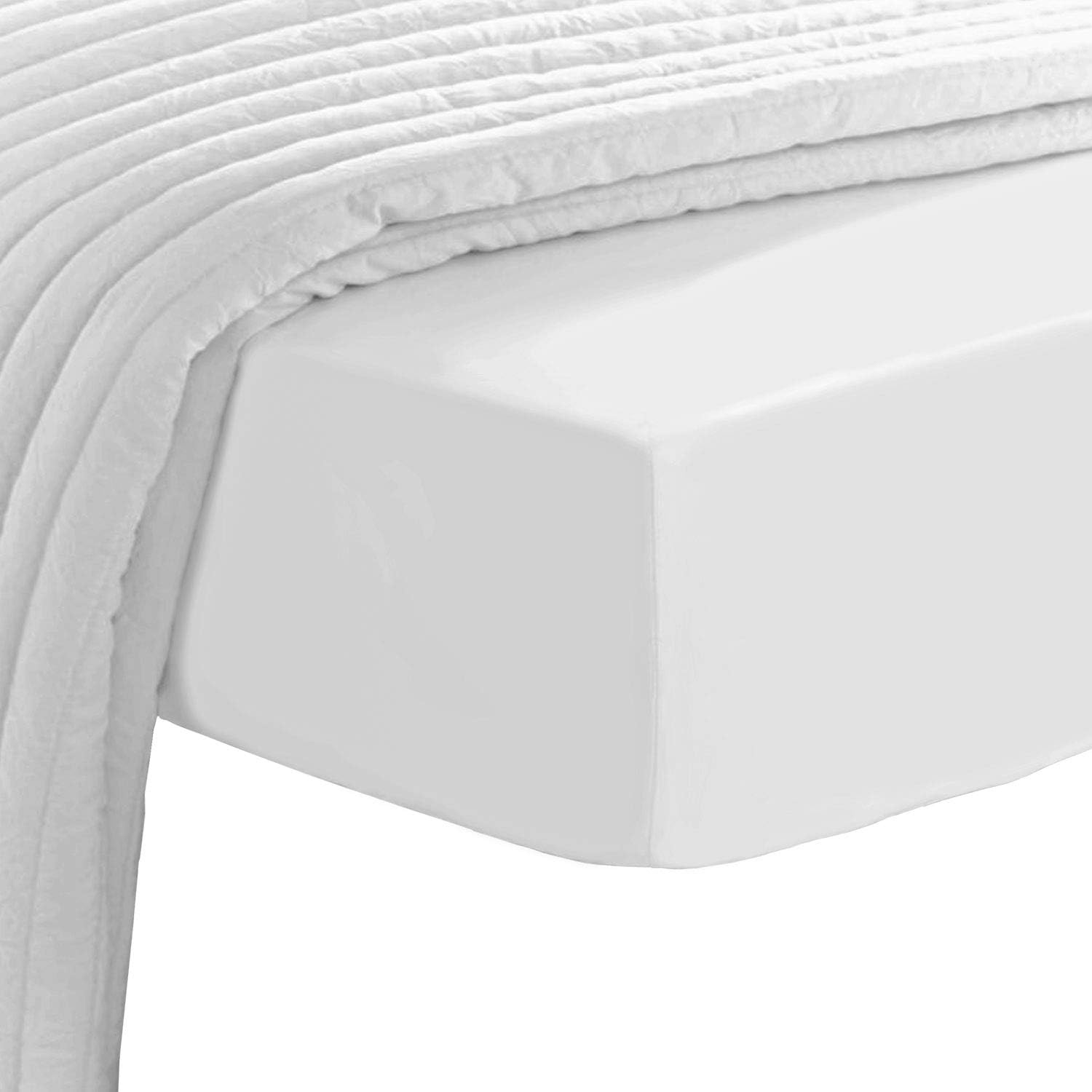 Pizuna Pure Combed Cotton Small Double Fitted Sheet White, 600 Thread Count 100%...