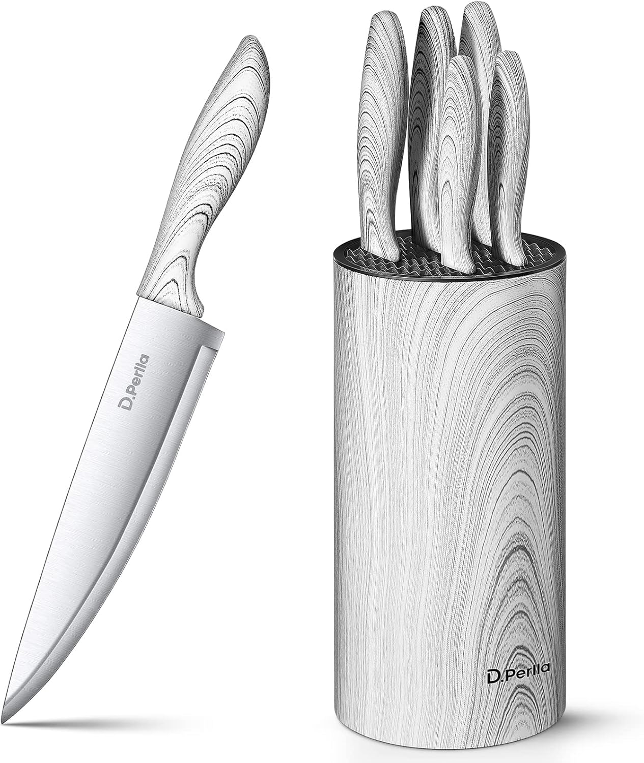 D.Perlla Knife Set, 6 PCS Kitchen Knife Set with Detachable Round Upright Knife...