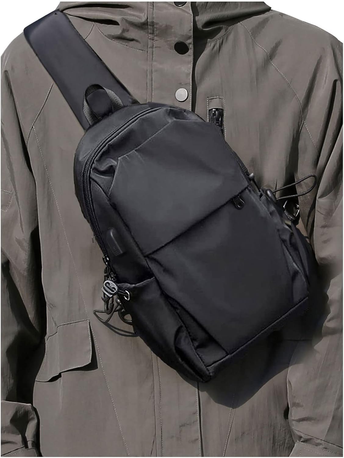 SEAFEW Small Black Sling Crossbody Backpack, Lightweight Sling Bag for Men Women...