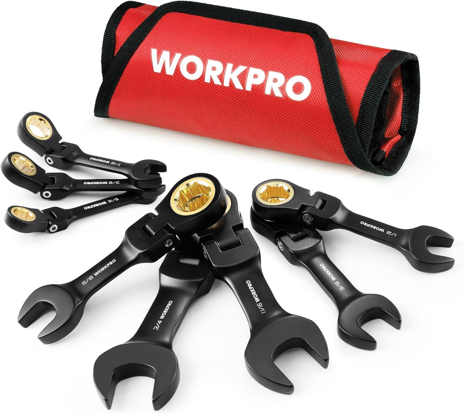 WORKPRO Wrench Set, Special 8-Piece Stubby Anti-slip combination, Innovative Rat...
