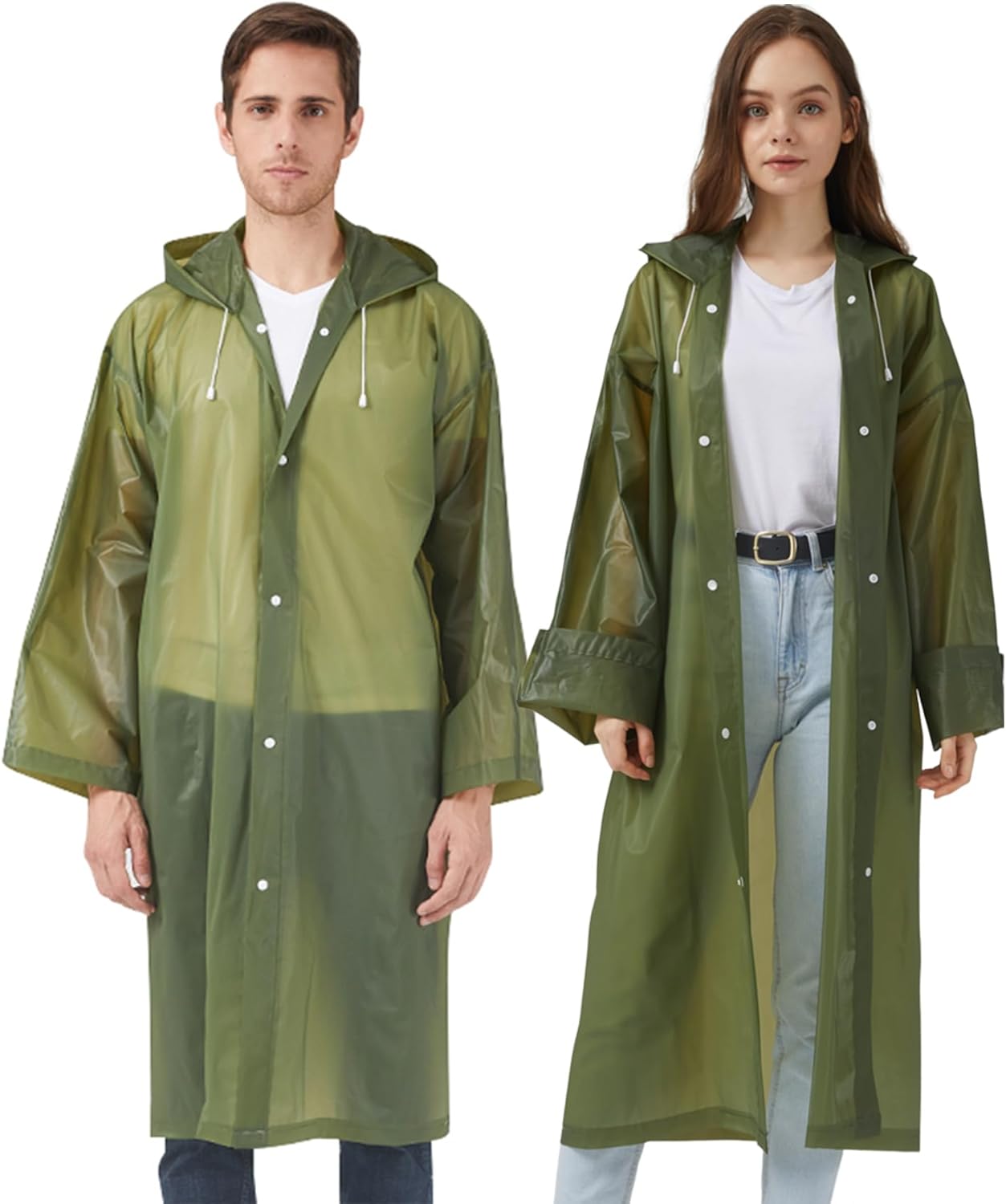 UPSEN Rain Ponchos for Adults, Reusable Raincoats for Women Men, 2 Pack Emergenc...