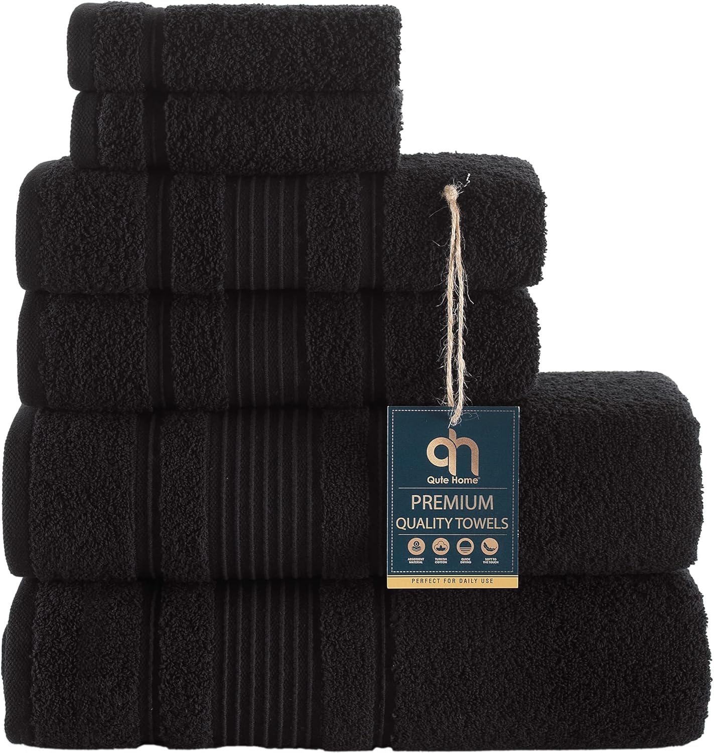 Qute Home Bath Towels Set, Special 100% Turkish Cotton Premium Quality Bathroom...