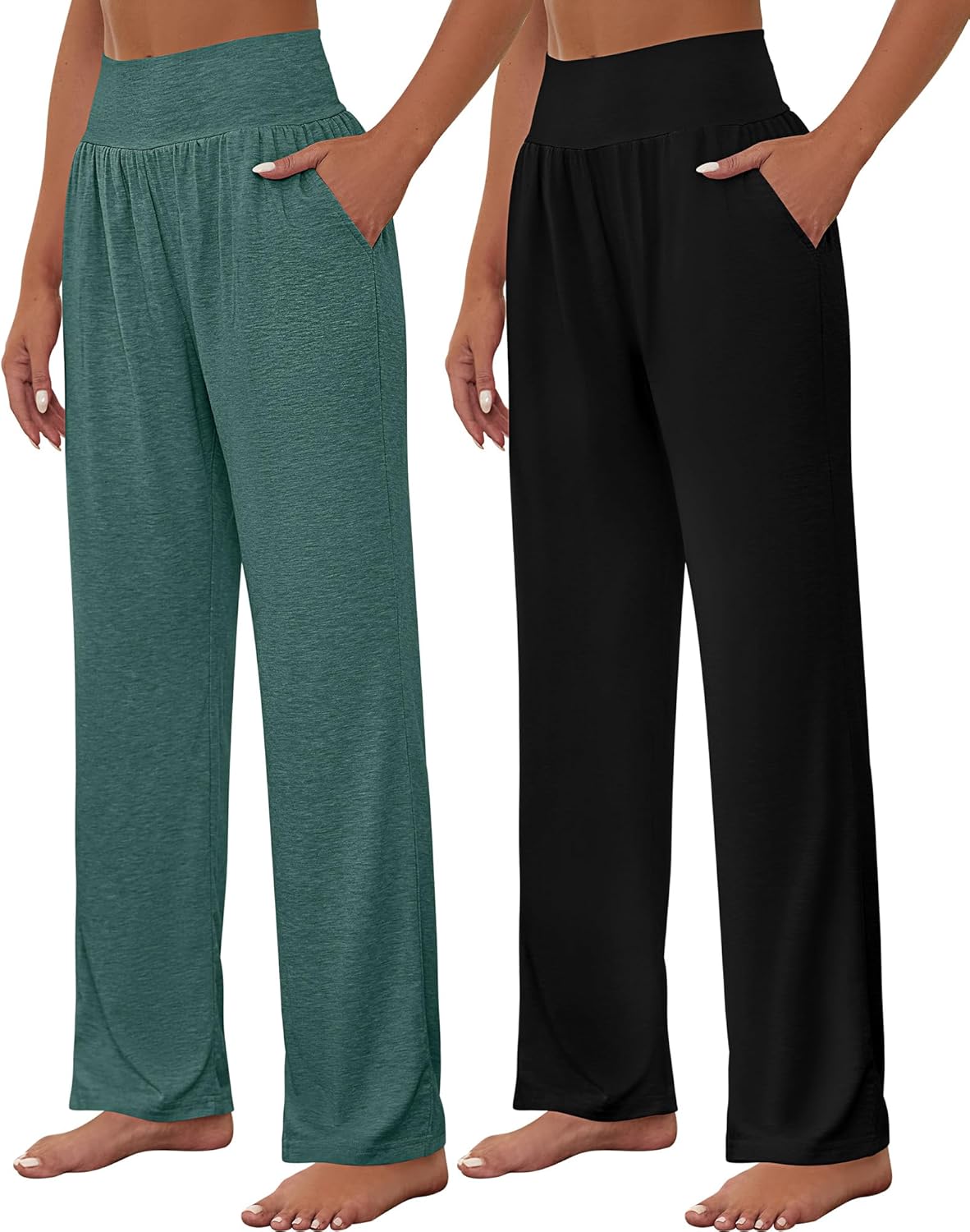 Neer 2 Pcs Women's Wide Leg Yoga Sweatpants High Waist Lounge Pants Loose Workou...