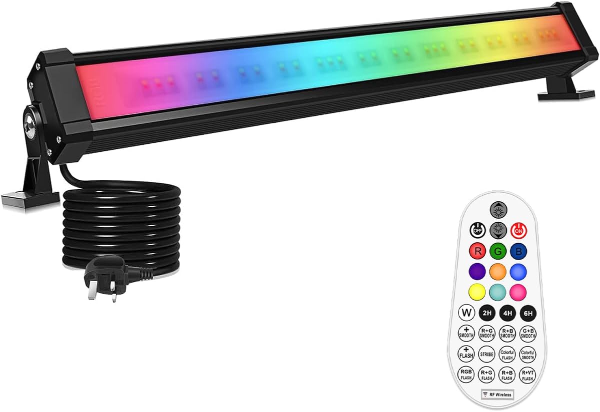 CLV RGB LED Light Bar, Special 42W Wall Washer Light with RF Remote Control, Uni...