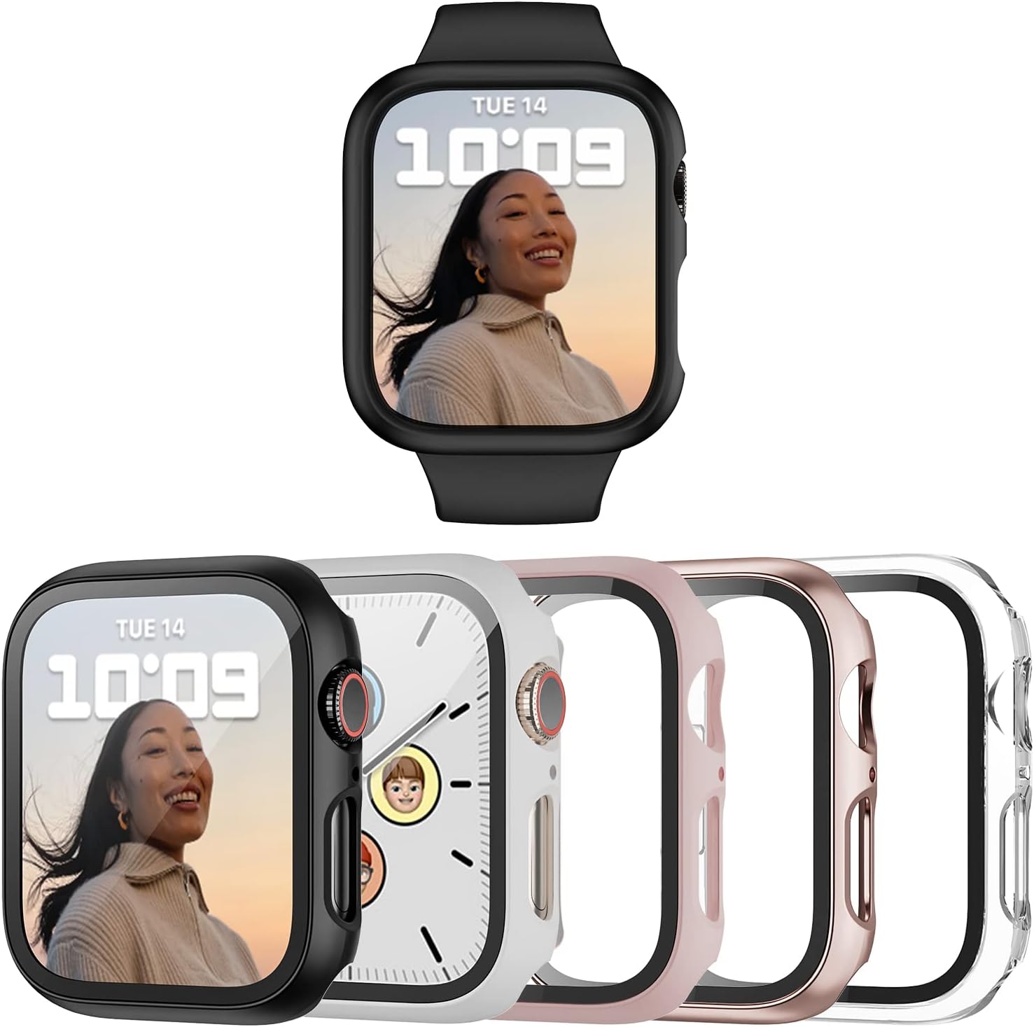 Haojavo 5 Pack Case with Tempered Glass Screen Protector for Apple Watch Series...