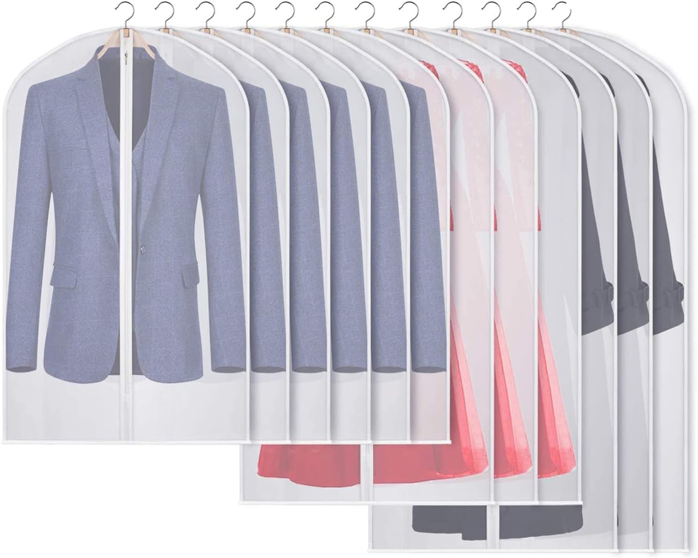 Univivi Clothes Cover Protector Bags Set of 12, Garment Bags Suit Bags Moth Proo...