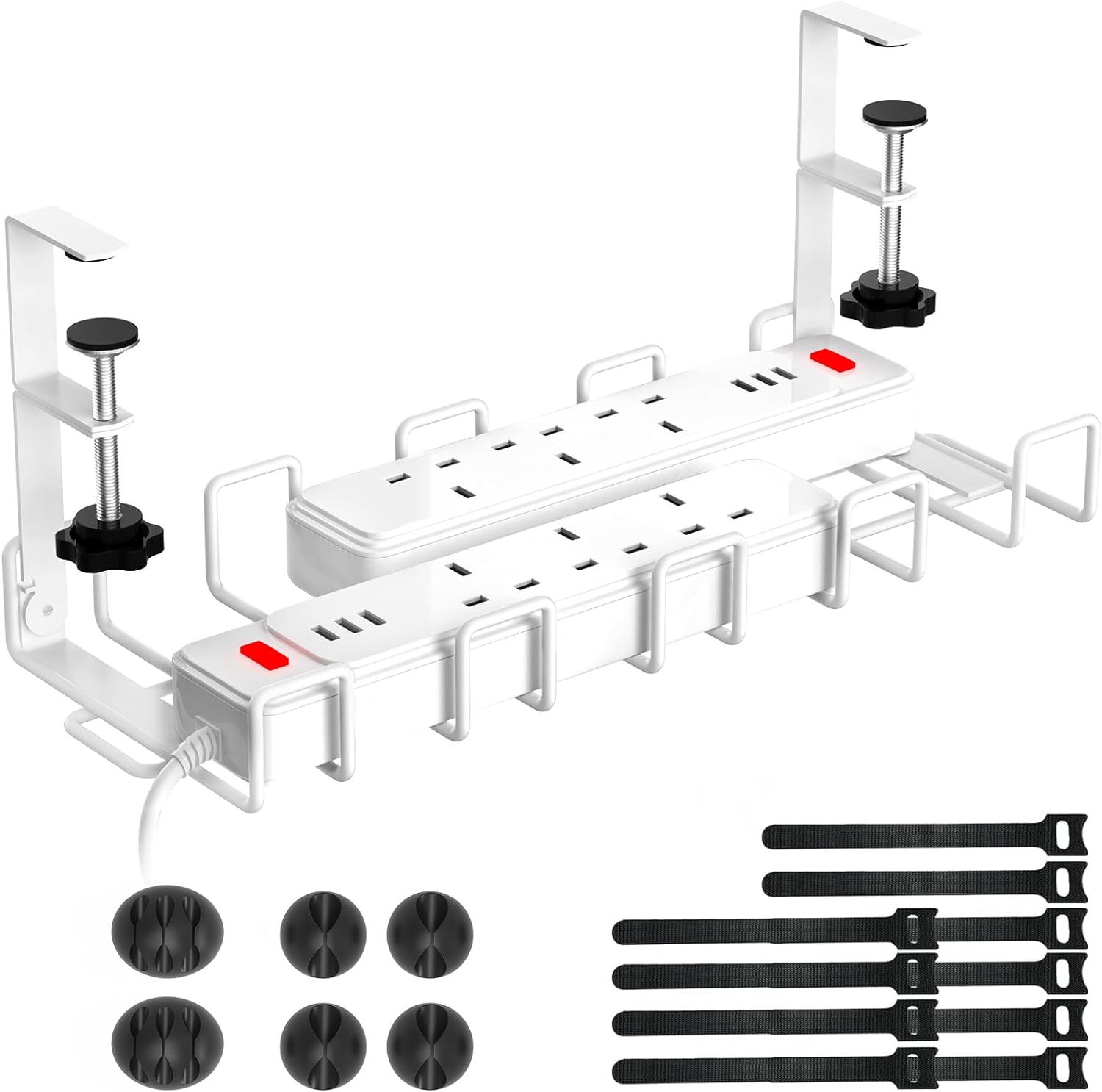 WELDUN No Drill Under Desk Cable Management Tray Kit, Metal Cable Organizer for...