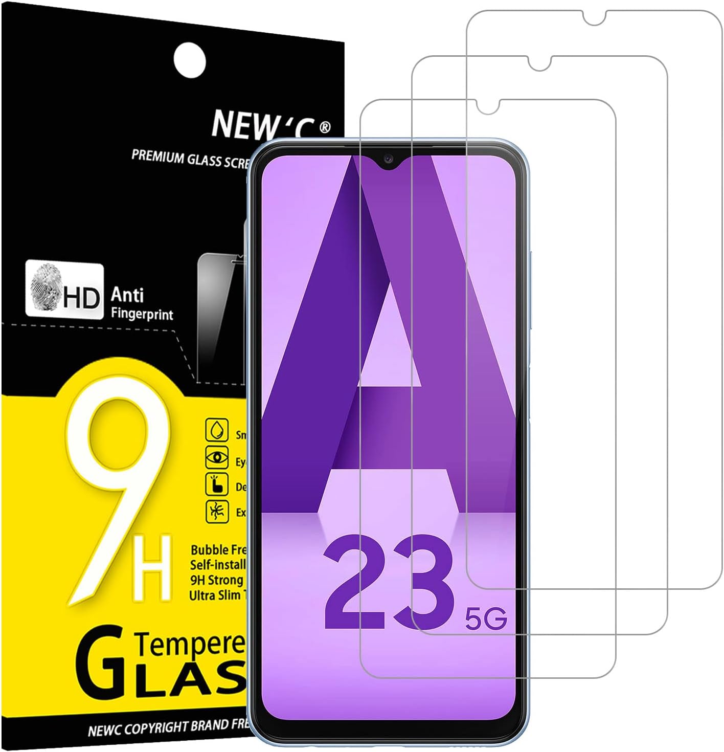 NEW'C 3 Pack Designed for Samsung Galaxy A23 4G, Samsung Galaxy A23 5G Screen Pr...