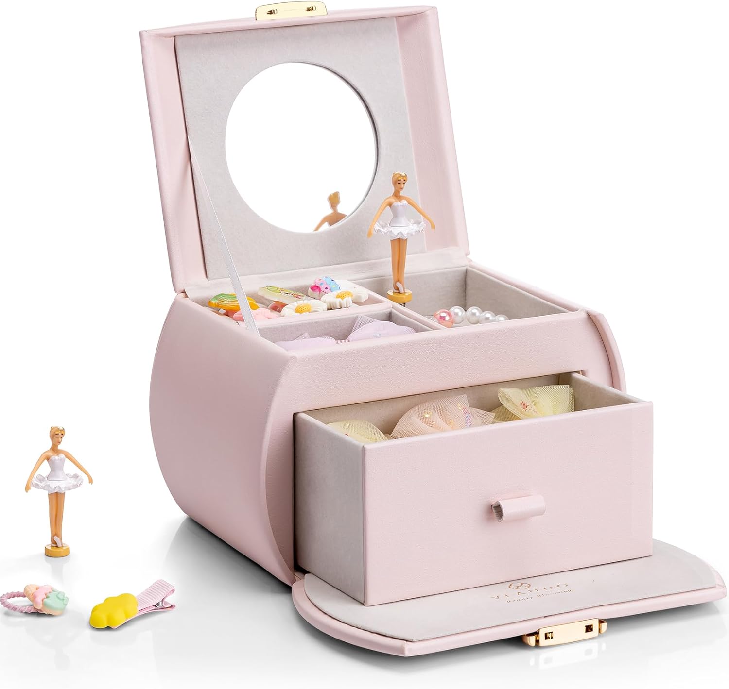 Vlando Musical Jewellery Box with Spinning Ballerina, Lockable Jewelry Case for...