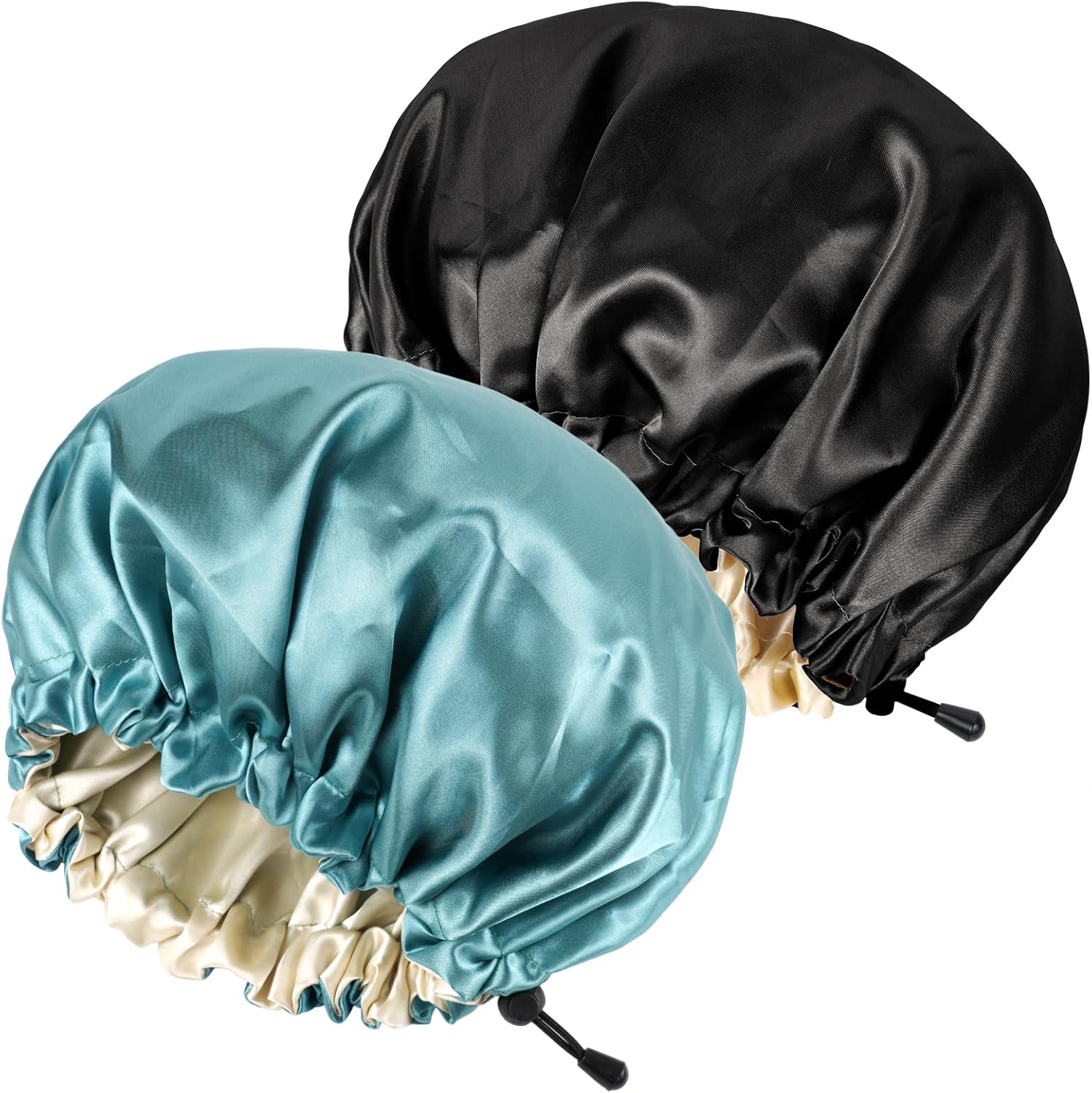 Ranphykx 2PCS Satin Sleep Cap,Adjustable Double-Sided Sleep Bonnet,Bonnet Cap fo...