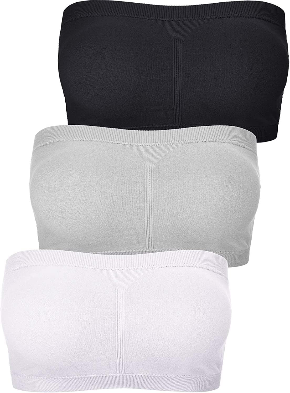 FULIER Women's Bandeau Bra Sports Yoga Seamless Wireless Padded Strapless Bras X...