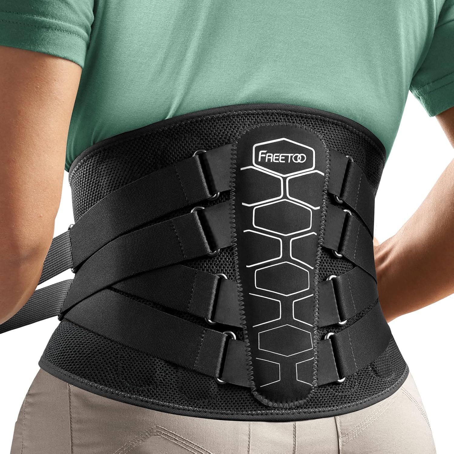 FREETOO Back Brace for Lower Back Pain Relief with Pulley System,Lumbar Support...