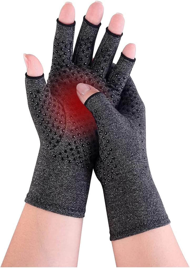 Donfri 1 Pair Arthritis Gloves Fingerless Compression Gloves Non-slip for Women...