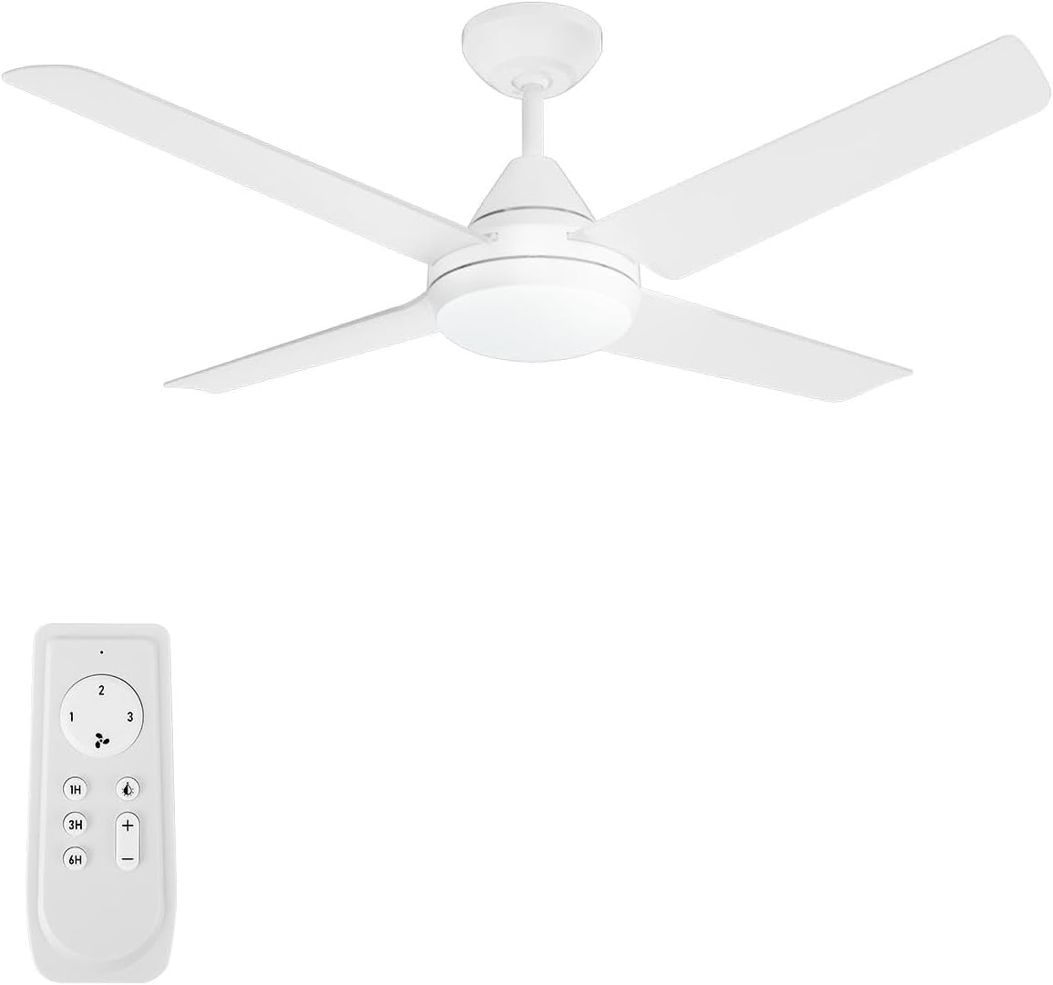 Newday 48-in Ceiling Fan with Lights and Remote, White Ceiling Fan with 4 Revers...