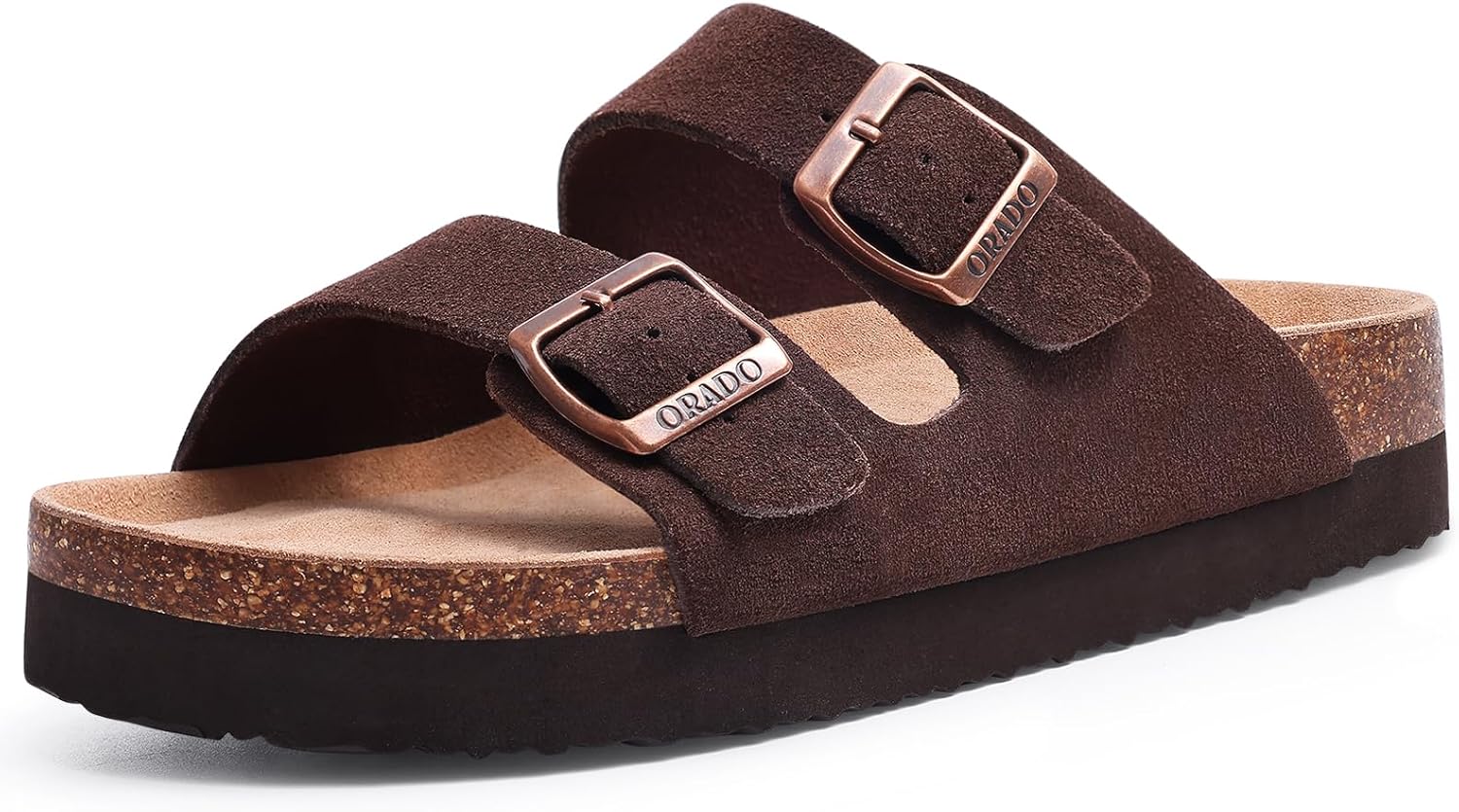 Platform Suede Sandals for Women, Special Soft Cork Footbed Summer Slides, Innov...