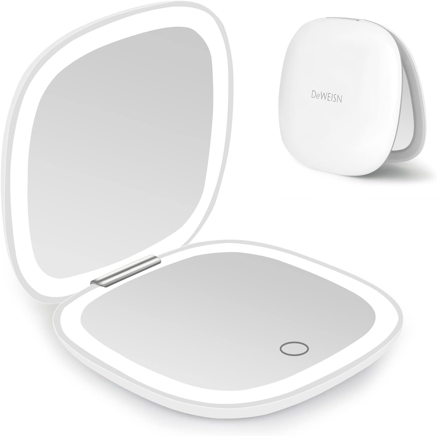 deweisn Compact Mirror, Lighted Travel Makeup Mirror with 1X/10X Magnifying Doub...