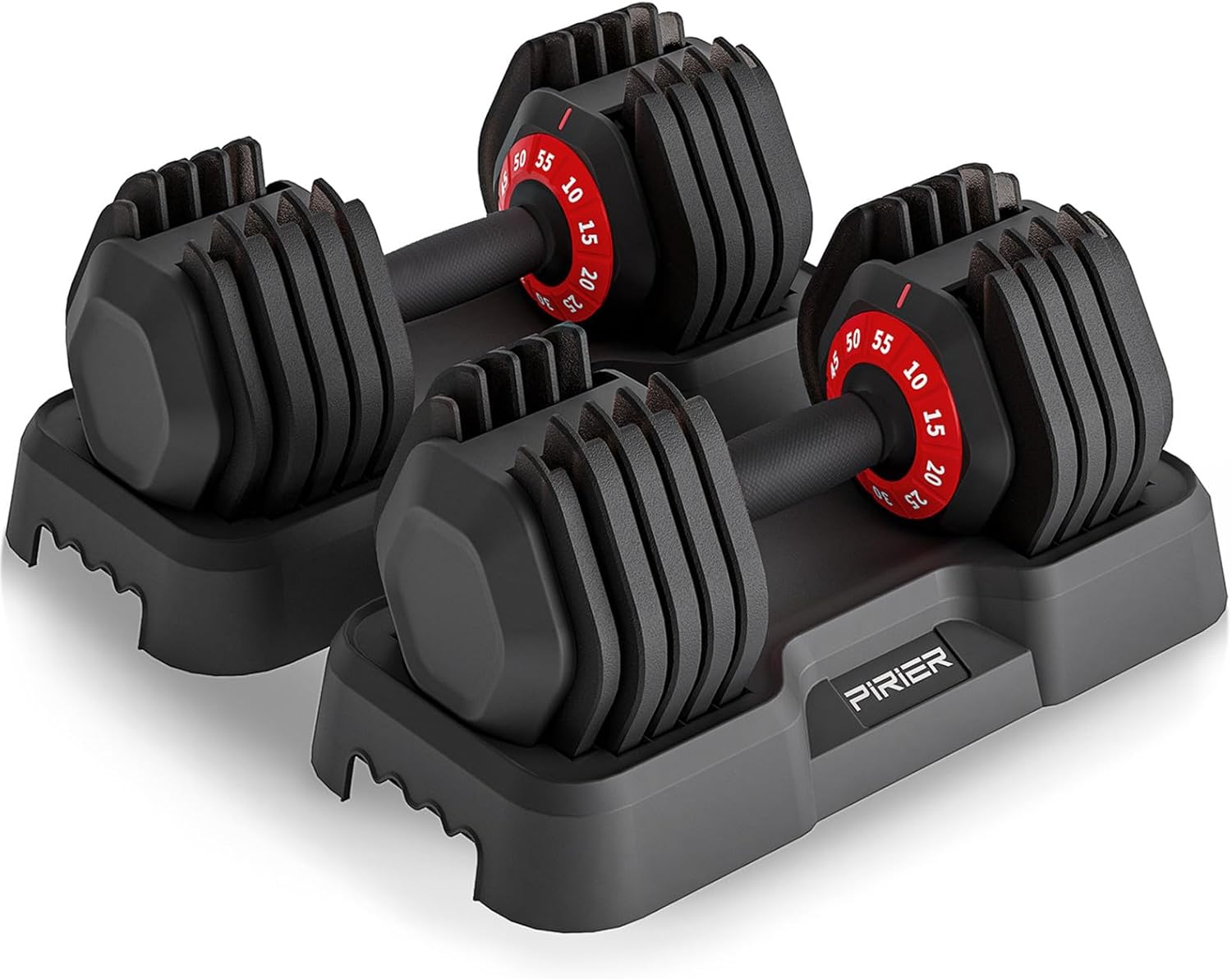 PIRIER Adjustable Dumbbell 55LB Single Dumbbell Weight, 10-in-1 Weight Dumbbell...