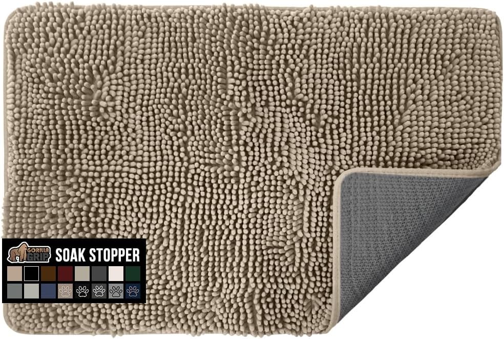 Gorilla Grip Soak Stopper Washable Doormat, Special Chenille Dog Doormat for Mud...