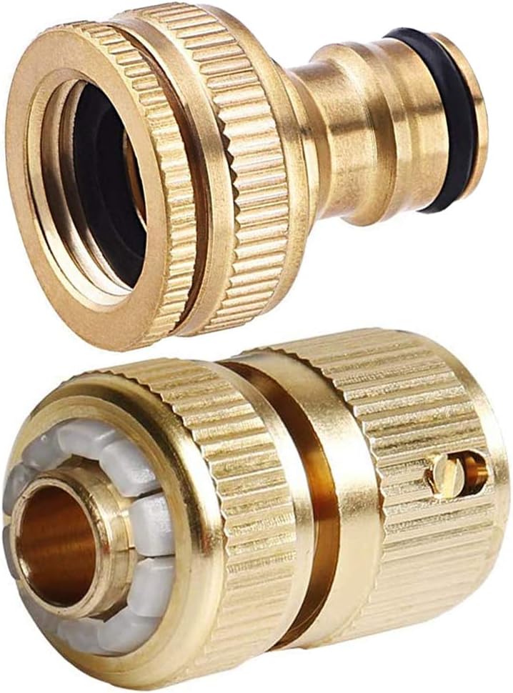 Tesmotor Garden Hose Brass No-Leak Connector Fitting, Female & Male Quick Connec...