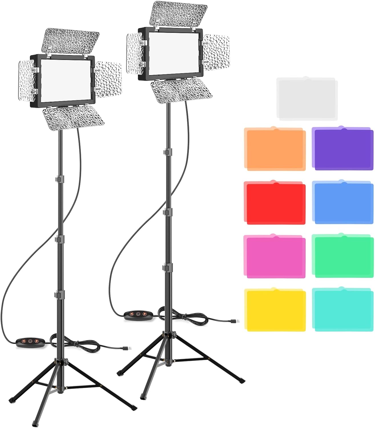Upgraded 2 Packs LED Video Light, EMART Dimmable Studio Lights With Barndoor and...