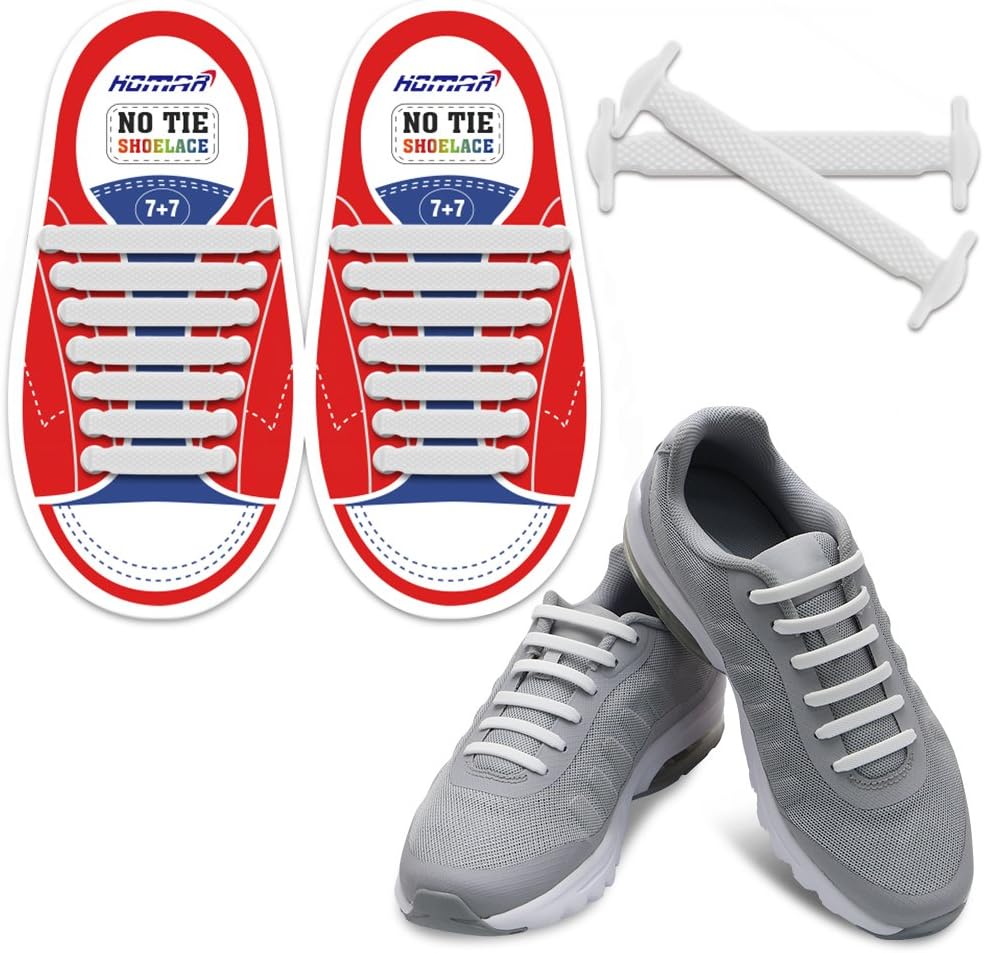 HOMAR No Tie Shoe Laces, Special Elastic Stretch Tieless Silicone Laces with Mul...