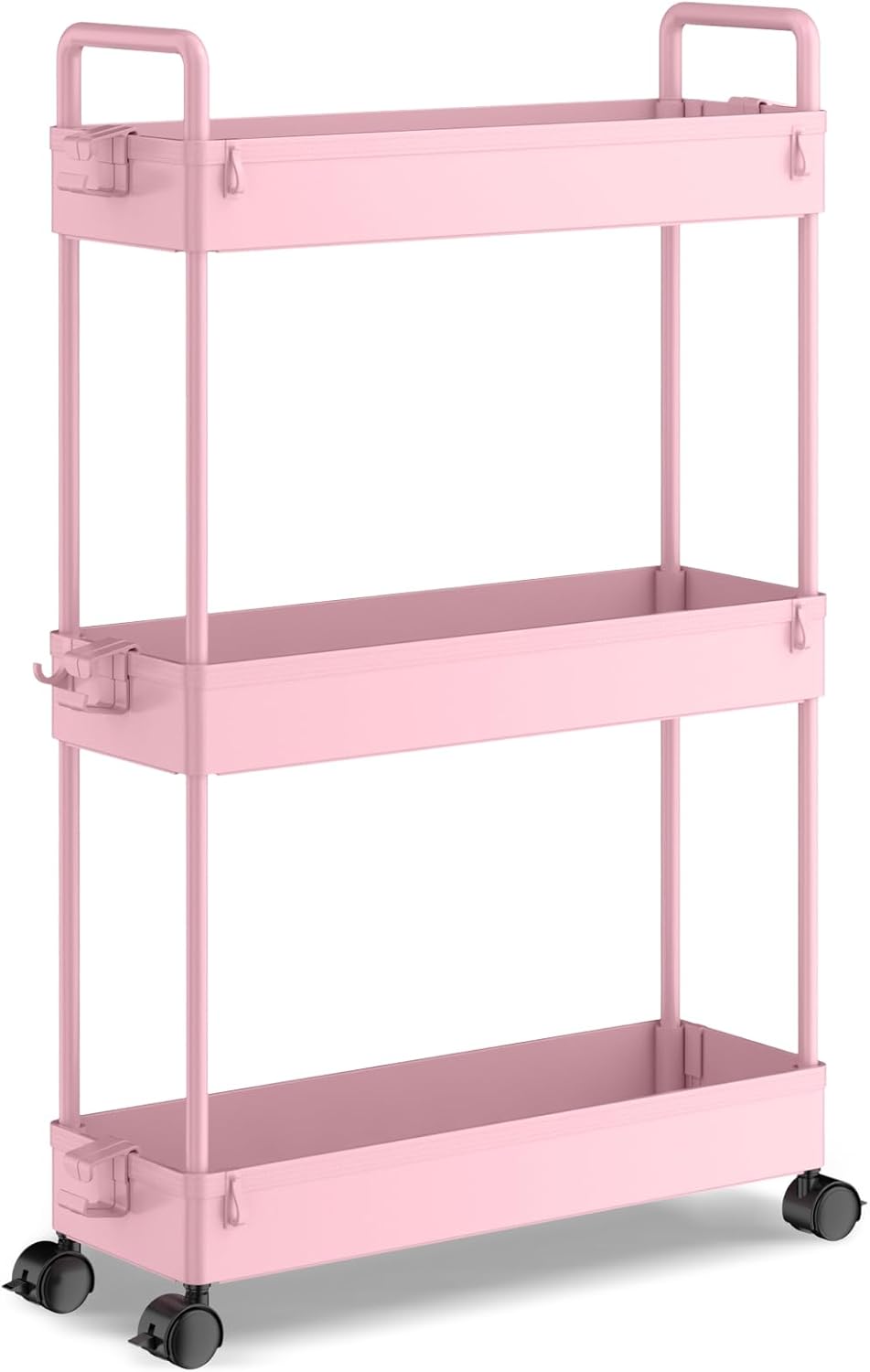 SOLEJAZZ 3-Tier Storage Trolley Cart Slide-out Slim Rolling Utility Cart Mobile...