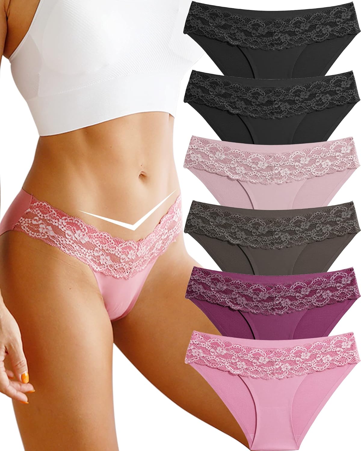 Seamless Underwear for Women, Special No Show Bikini Panties, Sexy Lace Ladies H...