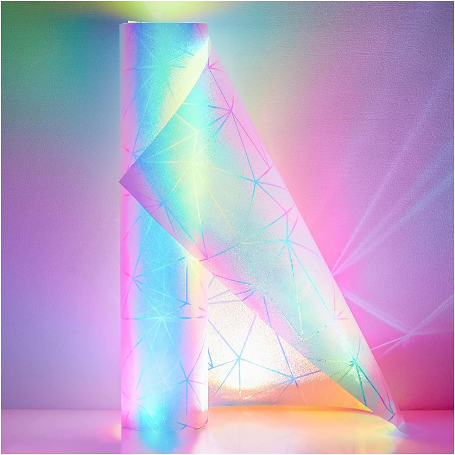 Beautysaid Stained Glass Window Film Rainbow Frosted Glass Film Opaque Privacy W...