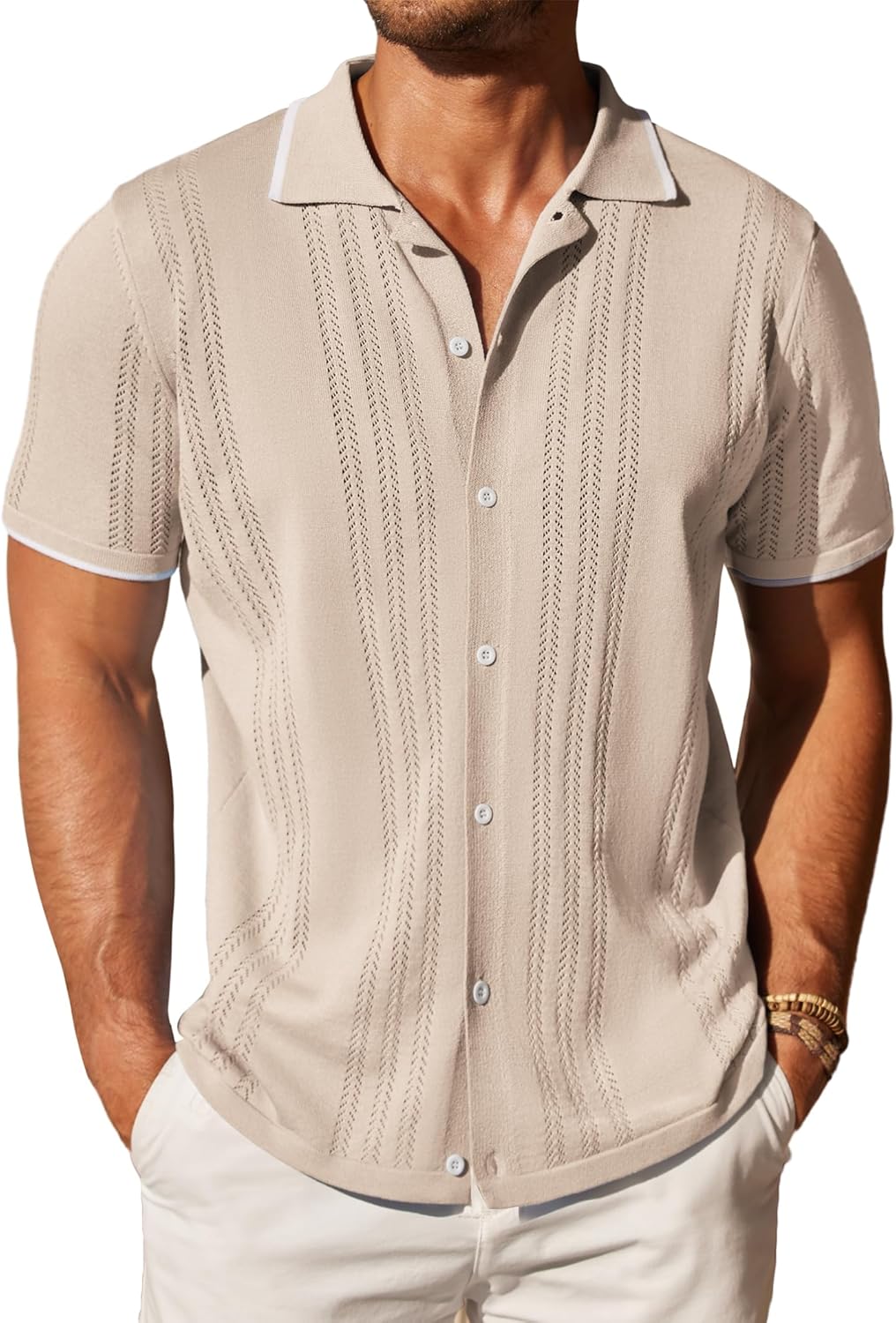 COOFANDY Men's Knit Shirt, Special Button Down Vintage Men's Shirt, High-Quality...